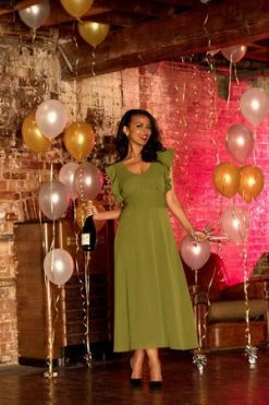 Voodoo Vixen Amelia Olive Gown -Clorhing Shop amelia olive gown voodoo vixen 5 300x