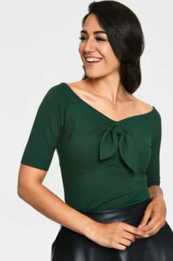 Voodoo Vixen Anika Tie Front Pullover Top -Clorhing Shop anika green tie front pullover top tpa 2463 01.1071 300x