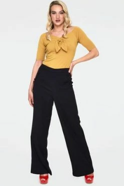 Voodoo Vixen Anika Tie Front Pullover Top -Clorhing Shop anika mustard tie front pullover top tpa 2462 02.1070 300x
