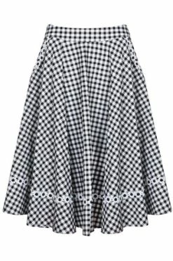 Voodoo Vixen Ava Daisy Trim Gingham Flare Skirt -Clorhing Shop ava daisy trim gingham flare skirt voodoo vixen 4 300x