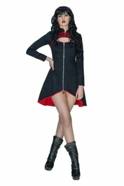Dr Faust Avant-garde Military High Low Black Mini Dress - Liberty