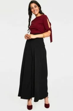 Voodoo Vixen Benny Cowl Neck Top -Clorhing Shop benny burgandy cowl neck top with tie sleeves tpa 2464 03.1072 3670a0dc 6d5c 4e27 b67b 75efb3911607 300x