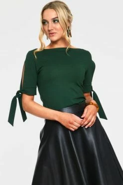 Voodoo Vixen Benny Cowl Neck Top -Clorhing Shop benny green cowl neck top with tie sleeves tpa 2466 04.1074 300x