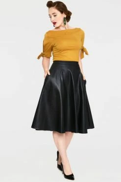 Voodoo Vixen Benny Cowl Neck Top -Clorhing Shop benny mustard cowl neck top with tie sleeves tpa 2465 03.1073 300x