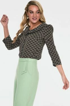 Voodoo Vixen Bettie Black Art Deco Print Inspired Blouse -Clorhing Shop bettie black art deco print inspired blouse tpa 2263 04.949 300x