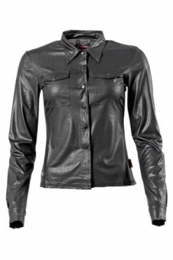 QUEEN OF DARKNESS Black Leather-Look Blouse -Clorhing Shop black leather look blouse queen of darkness 4 300x