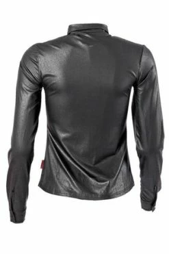 QUEEN OF DARKNESS Black Leather-Look Blouse -Clorhing Shop black leather look blouse queen of darkness 5 300x