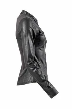 QUEEN OF DARKNESS Black Leather-Look Blouse -Clorhing Shop black leather look blouse queen of darkness 6 300x