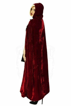 Dr Faust Black Silk And Red Velvet Reversible Hooded Cape - Anaca 2 Dr Faust Black Silk And Red Velvet Reversible Hooded Cape - Anaca - Image 2