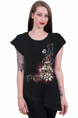 Spiral Blood Tears - Raw Neck Asymmetric Viscose Top 2 Spiral Blood Tears - Raw Neck Asymmetric Viscose Top - Image 2