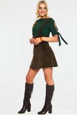 Voodoo Vixen Bo Mustard Flower Corduroy Overall Skirt 6 Voodoo Vixen Bo Mustard Flower Corduroy Overall Skirt -Clorhing Shop bo mustard flower corduroy overall skirt ska 3583 02.1160 300x