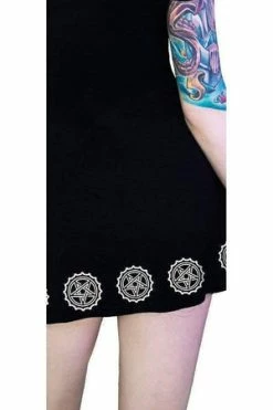 Dr Faust Bottle Caps Pentagrams Black Mini Dress - Tiana -Clorhing Shop bottle caps pentagrams black mini dress tiana dr faust 3 300x