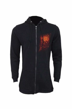 Spiral Burnt Rose - Ladies Fish Tail Full Zip Hoody - Zip Sleeve 2 Spiral Burnt Rose - Ladies Fish Tail Full Zip Hoody - Zip Sleeve - Image 2
