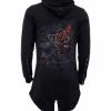 Spiral Burnt Rose - Ladies Fish Tail Full Zip Hoody - Zip Sleeve