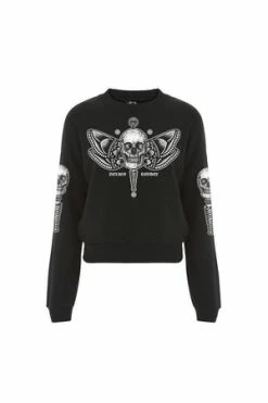 Toxico Butterfly Skull Crop Sweat
