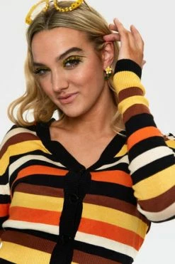 Voodoo Vixen Sweet Candy Corn Stripe Crop Cardigan -Clorhing Shop caa 3305 bi 01 300x