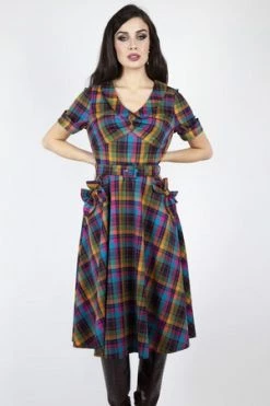 Voodoo Vixen Camilla Plaid Flare Dress
