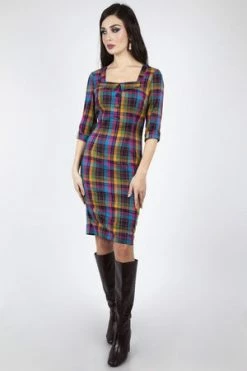 Voodoo Vixen Camilla Plaid Pencil Dress -Clorhing Shop camilla plaid pencil dress voodoo vixen 3 300x