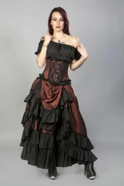 Burleska Carnation Victorian Maxi Skirt In Brass Taffeta -Clorhing Shop carnation victorian maxi skirt in brass taffeta burleska 3 300x