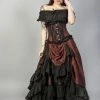 Burleska Carnation Victorian Maxi Skirt In Brass Taffeta
