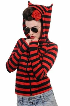 Banned Cat Ears Striped Hoodie