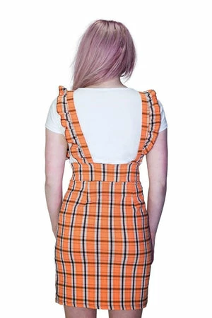 Dr Faust Checked Pinafore Orange Tartan Dress And T-Shirt Set - Perla 2 Dr Faust Checked Pinafore Orange Tartan Dress And T-Shirt Set - Perla - Image 2