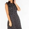 Voodoo Vixen Cheryl Cherry Print Black Tea Dress