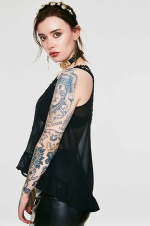 JAWBREAKER Chiffon Crochet Top 3 JAWBREAKER Chiffon Crochet Top - Image 3