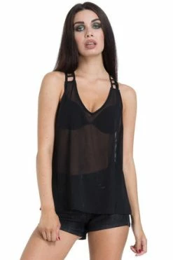 JAWBREAKER Chiffon Ladder Straps Top -Clorhing Shop chiffon ladder straps top jawbreaker 4 300x