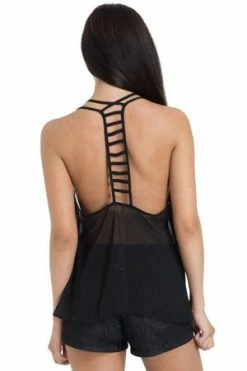 JAWBREAKER Chiffon Ladder Straps Top -Clorhing Shop chiffon ladder straps top jawbreaker 5 300x