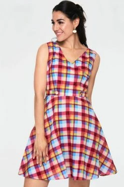 Voodoo Vixen Chiquita Checked Skater Dress