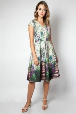 Voodoo Vixen Christina Lilac Road Painted Flared Dress -Clorhing Shop christina lilac road painted flared dress voodoo vixen 3 300x