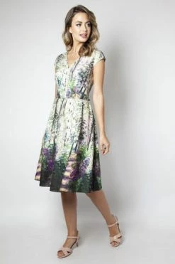 Voodoo Vixen Christina Lilac Road Painted Flared Dress -Clorhing Shop christina lilac road painted flared dress voodoo vixen 4 300x