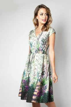 Voodoo Vixen Christina Lilac Road Painted Flared Dress