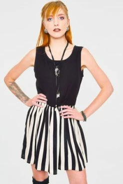 JAWBREAKER Circ Le Soir Striped Skater Dress