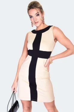 Voodoo Vixen Constrast Stripe Shift Dress -Clorhing Shop constrast stripe shift dress dra 9504 02.1352 300x