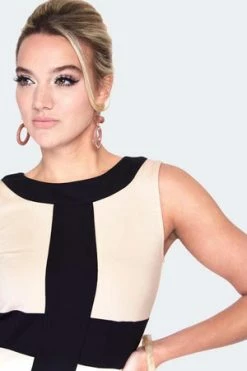 Voodoo Vixen Constrast Stripe Shift Dress -Clorhing Shop constrast stripe shift dress dra 9504 04.1352 300x