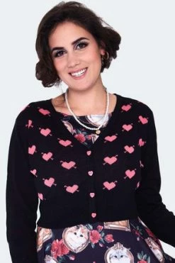 Voodoo Vixen Cupid Heart Knitted Cardigan -Clorhing Shop cupid heart knitted cardigan caa 3616 01.1348 300x