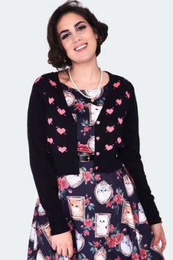 Voodoo Vixen Cupid Heart Knitted Cardigan -Clorhing Shop cupid heart knitted cardigan caa 3616 04.1348 300x
