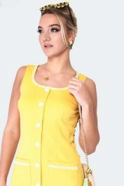 Voodoo Vixen Daisy Trim Button Front Dress -Clorhing Shop daisy trim button front dres dra 9506 03.1352 300x