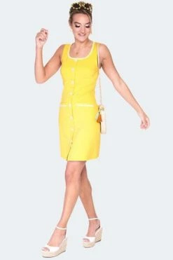 Voodoo Vixen Daisy Trim Button Front Dress -Clorhing Shop daisy trim button front dres dra 9506 04.1352 300x