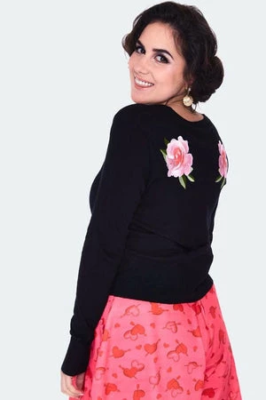 Voodoo Vixen Dark Floral Emb Cardigan 2 Voodoo Vixen Dark Floral Emb Cardigan - Image 2