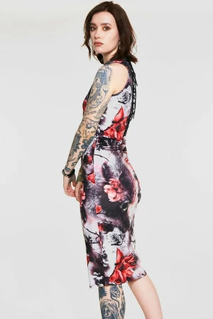 JAWBREAKER Dark Passions Floral Tie Up Dress 4 JAWBREAKER Dark Passions Floral Tie Up Dress - Image 4