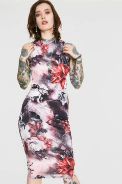 JAWBREAKER Dark Passions Floral Tie Up Dress
