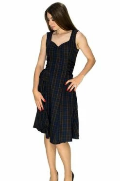 Dr Faust Dark Tartan Woven Midi Dress - Gracie