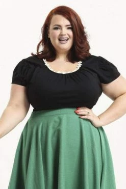 Voodoo Vixen Debbie Daisy Trim Top Plus Size