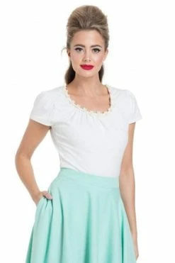 Voodoo Vixen Debbie Daisy Trim Top -Clorhing Shop debbie daisy trim top voodoo vixen 6 300x