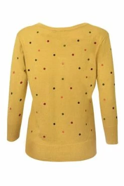 Voodoo Vixen Diana Mustard Polka Dot Cardigan -Clorhing Shop diana polka dot cardigan in mustard caa 3106 03.269 300x