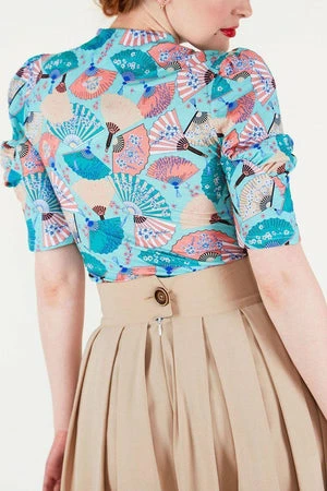 Voodoo Vixen Dita Teese Fan Print Pinup Top 2 Voodoo Vixen Dita Teese Fan Print Pinup Top - Image 2