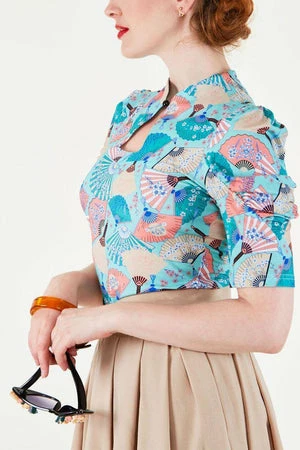 Voodoo Vixen Dita Teese Fan Print Pinup Top 3 Voodoo Vixen Dita Teese Fan Print Pinup Top - Image 3